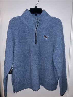 PINK Victoria's Secret Light Blue Sherpa Half-Zip Pullover